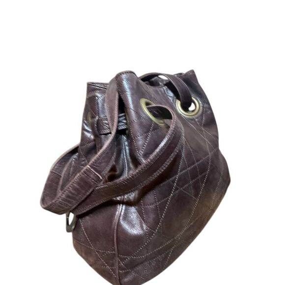 Christian Dior Brown Quilted Cannage Leather Small Hobo Bucket Shoulder Bag Auth - Picture 10 of 14
